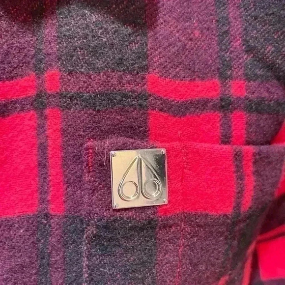 Moose Knuckles Rocker Jenny Flannel Shirt Red Plaid Shacket Size M - Picture 6 of 11